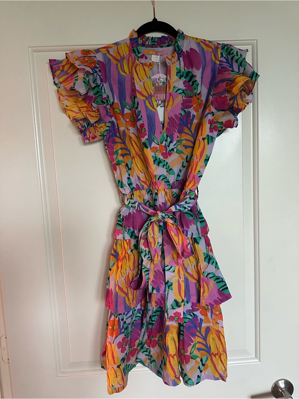 NWT Briton Court Vibrany Tiered V-Neck Dress - XS